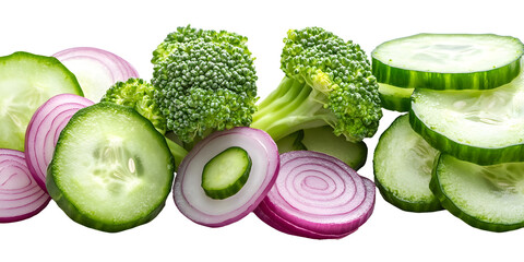 set of vegetables cucumber broccoli red onion tramsparent png 