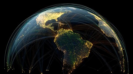 World Connections with Illuminated Cities