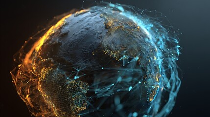 Earth Globe with Network Connection Lines