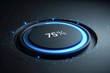 Futuristic Digital Progress Circle Displaying 75% Completion, Symbolizing Loading Status, Technological Advancement, and Data Processing, Representing Performance Monitoring and System Updates

