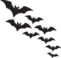 Fototapeta premium Set of Flying Bats Halloween Silhouette VectorHalloween Bat Silhouettes Collection in BlackGroup of Spooky Bats Flying Clipart for HalloweenBlack Bat Icons Set for Halloween DesignSilhouette o