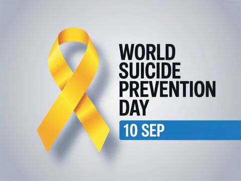 World suicide prevention day awareness with yellow ribbon and date - Powered by Adobe