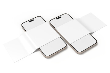 3D Smartphone and Social media 2 Items carousel feed post mockup isolated on background. Social frame mobile app page template for user post feed, like, share, comment, portfolios, online shops, Ads