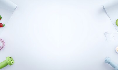Healthy lifestyle setup clean white background