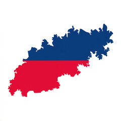 Obraz premium A map of Liechtenstein with the country's flag colors. The map is on a white background. The flag of Liechtenstein consists of two horizontal stripes of blue and red. The map is outlined with a black 