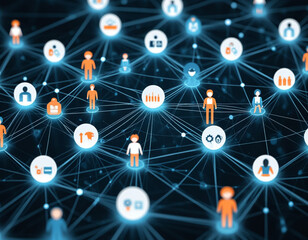 Abstract network diagram of human interaction and communication