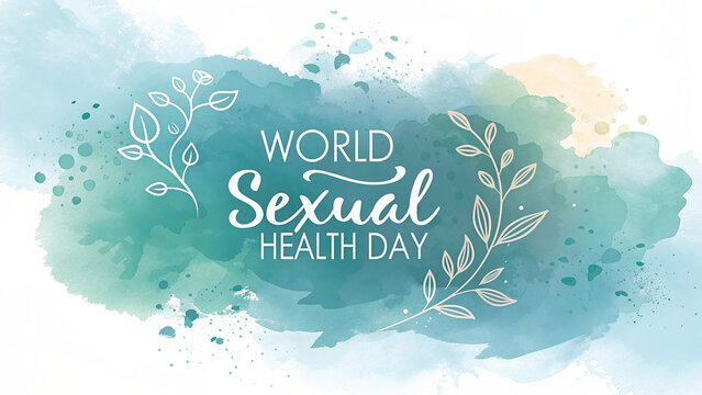Photo of promote world sexual health day with watercolor and leaf design