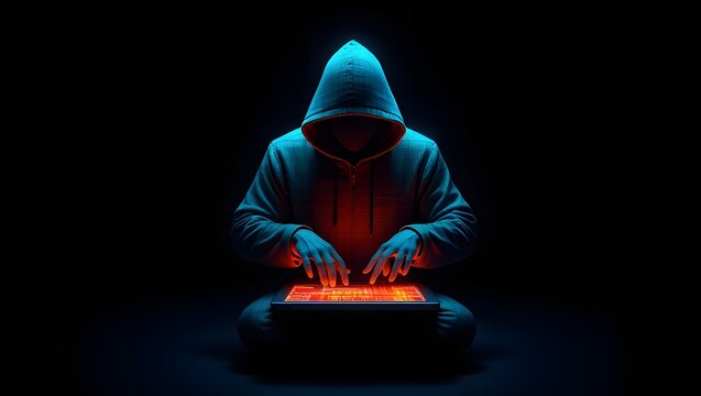 Anonymous hacker coding on laptop cybersecurity concept digital crime and internet fraud - Powered by Adobe