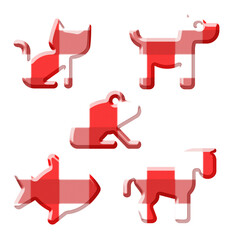 set of red and  white checkered pattern animal icons