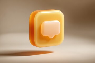 Floating 3D notification icon with soft shadows on neutral background.