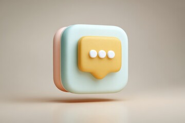 Floating 3D notification icon with soft shadows on neutral background.
