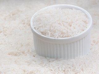 White Rice in Ceramic Bowl