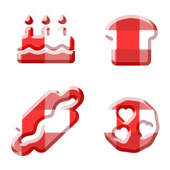 set of red and  white checkered pattern Dessert icon