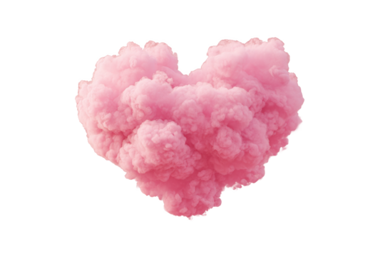 Pink Smoke Heart Shape isolated on white transparent background - Powered by Adobe