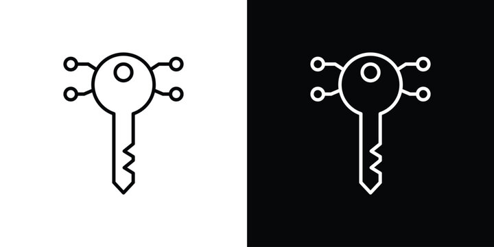 Digital key icon with Editable stroke. Pixel perfect.