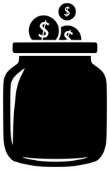 money illustration currency silhouette jar logo cash icon finance outline coin banking business penny investment bank economy glass savings shape tree vector graphic background