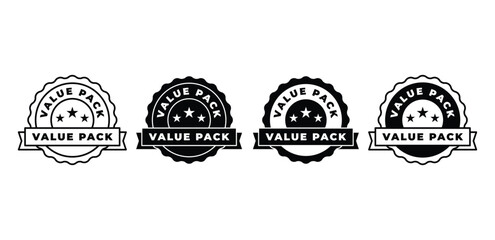 Value Pack Icon Set Black and White Color Vector Design Art Badges Stamp Template