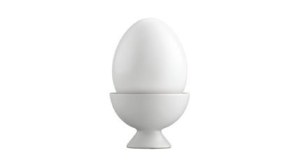 Single white egg with smooth shell texture isolated on white background