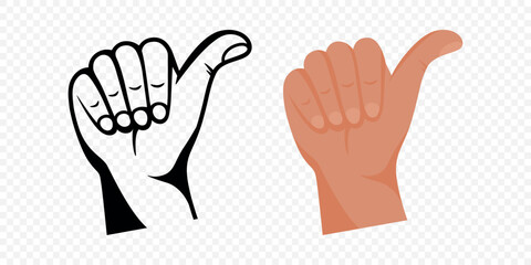 Thumb Up Hand Gesture Vector. Cartoon Thumb Up Icon, Hand Drawn Thumb Up Symbol. Black and Colored Thumb Up Illustration. Approval, Agreement, Like Sign