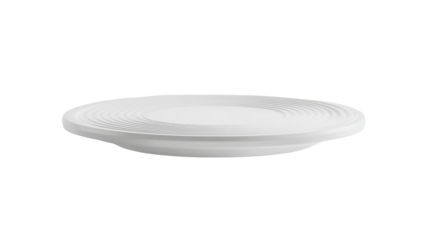 Empty round white ceramic plate for food serving or table setting isolated on white background