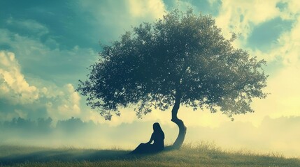 Person under tree landscape