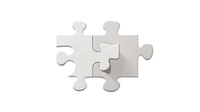 3D puzzle piece with smooth edges and interlocking design isolated on white background