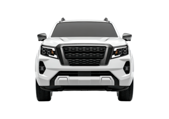 Sleek modern luxury suv front view on transparent background, PNG