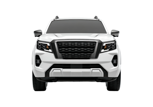 Sleek modern luxury suv front view on transparent background, PNG