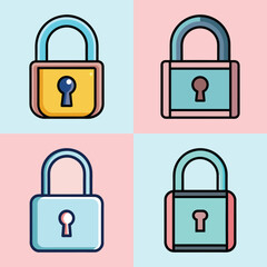 Flat Padlock Illustration Security Lock and Protection Vector Icon