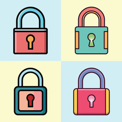 Flat Padlock Illustration Security Lock and Protection Vector Icon