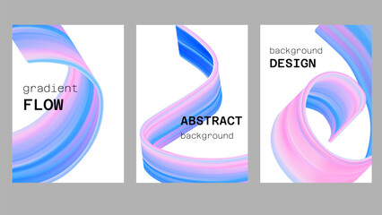 Abstract 3d gradient color graphic for poster background. Blue and pink fluid wave with line brush paint. Dynamic liquid pattern with futuristic concept for music brochure or annual corporate report