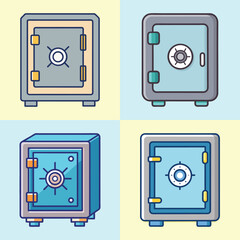 Flat Safe Box Illustration Minimal Security Vault and Money Protection Vector Icon