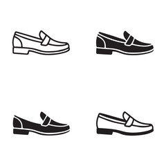 Stylish Loafer Shoes Vector Illustration Set
