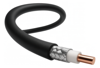 Weather-resistant coaxial cable with a UV-resistant coating for use in outdoor installations like a home patio.