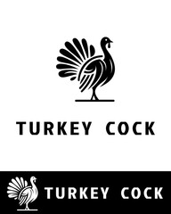 Minimalist and abstract turkey cock logo design in black silhouette style
