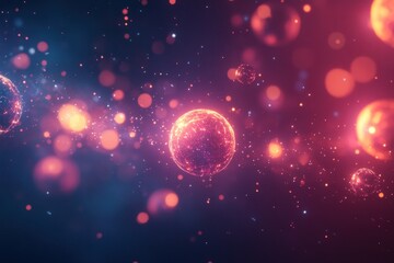 Neon spheres bursting mid-air, glowing particles flying outward, dark background