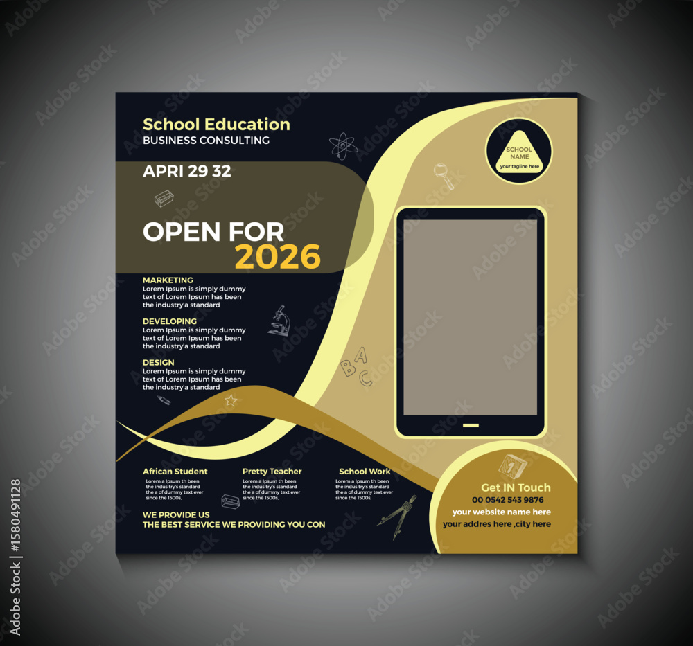 Fototapete professional social media post template for school education and business consulting. ideal for acad