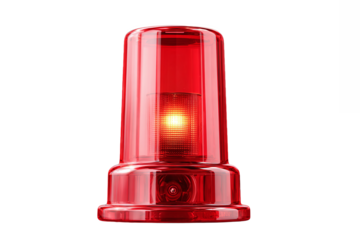 Red Emergency Warning Light Beacon Siren Lamp isolated on white transparent background