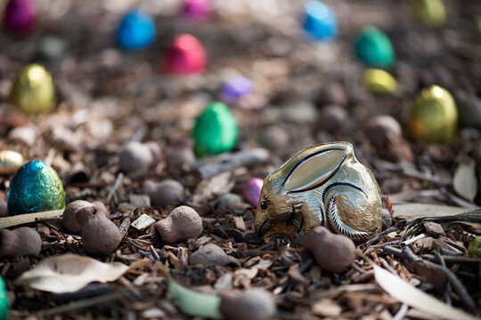 Easter bilby and eggs in Australian bush