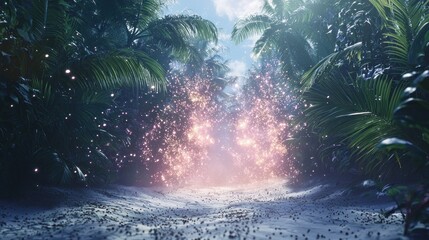 Tropical pathway glowing light