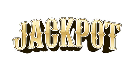 Jackpot bonus text without background. Golden title on western style vector illustration