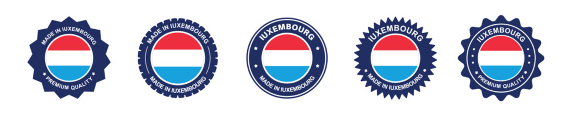 Fototapeta premium luxembourg product labels set. luxembourg flag, premium made in luxembourg . Labels, seals, stamps, flags, icons