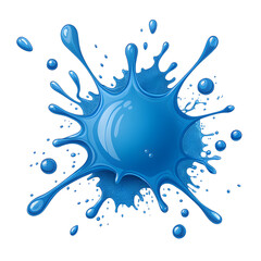 Fototapeta premium Dynamic blue liquid splash with droplets and bubbles isolated on transparent background