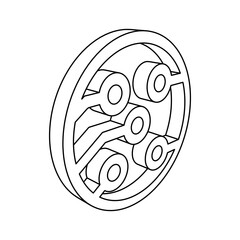 The outline of a large electrical board symbol is made with black lines. 3D view of the object in perspective. Vector illustration on white background