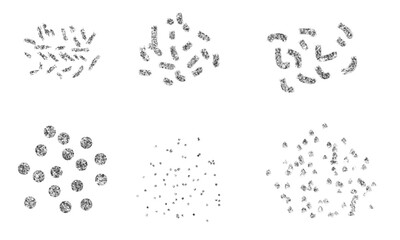 Set Silver Glitter Paint Brush Stroke.Falling silver confetti with gold light. Abstract silver bokeh. Png silver glitter background party celebration silver confetti.