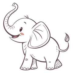 Obraz premium A cute baby elephant with its trunk raised vector