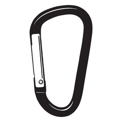 silhouette photo of a carabiner with a white background