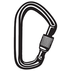 silhouette photo of a carabiner with a white background