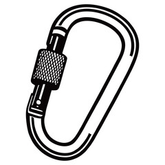 silhouette photo of a carabiner with a white background