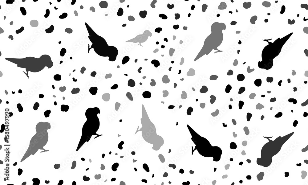 Aufkleber Abstract seamless pattern with parrot symbols. Creative leopard backdrop. Illustration on transparent background